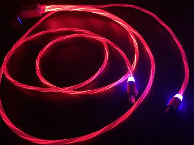 Alt view image 2 of 7 - Jaspertronics Flowing LED Charging Cables with Quick Disconnect Magnetic Tips for Smart Phones, Tablets, and More!