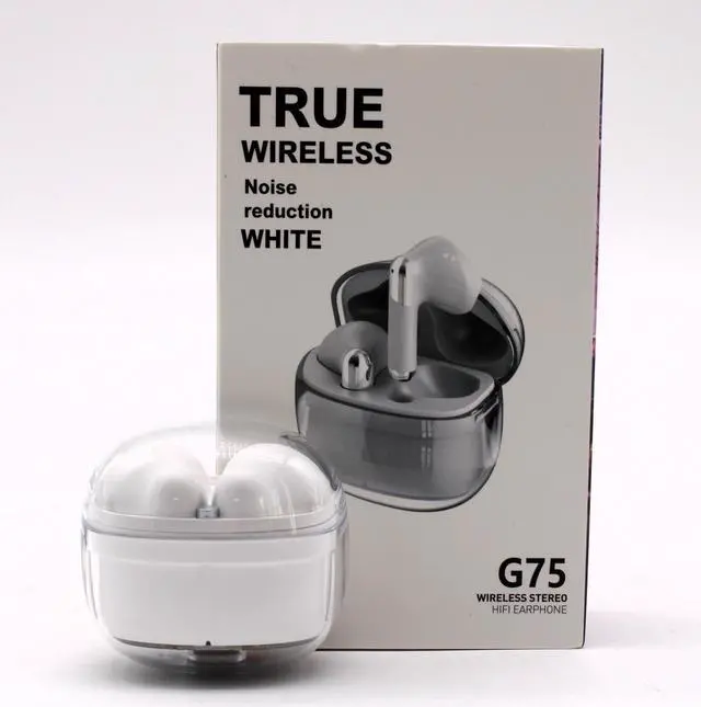 Main image of Jaspertronics G75 True Wireless HiFi Earphones: Noise-Reducing, Waterproof TWS Stereo with Built-in Microphone-White