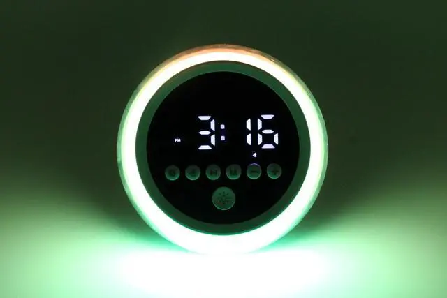 Alt view image 6 of 7 - Jaspertronics P12 Round Digital Alarm Clock Prtable Bluetooth Speaker Dimmable LED Light FM Radio with Timer Function