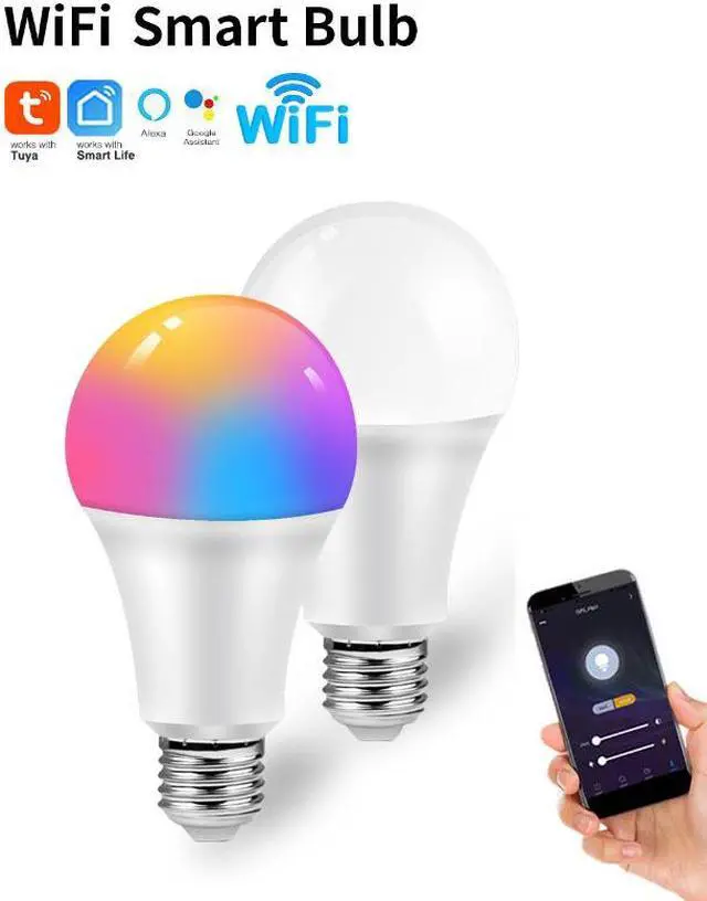 Alt view image 2 of 7 - Jaspertronics Smart Color Changing LED Light Bulb 800LM 9W Works with Alexa, Google Assist, & Smart Life App - A19, E26 - No Hub Required! 2.4 GHz, Wifi, Bluetooth