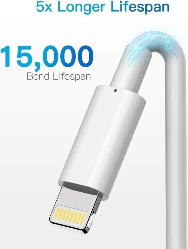 Alt view image 2 of 7 - Jaspertronics Six Foot Long Length (2M) 8 Pin Connector to USB Charging Cable works with select iPhone, iPad, and iPod Models (3 Pack)