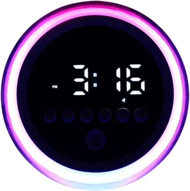Main image of Jaspertronics P12 Round Digital Alarm Clock Prtable Bluetooth Speaker Dimmable LED Light FM Radio with Timer Function