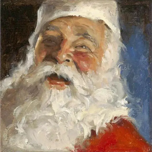 Main image of Santa by Andy Thomas - Canvas Giclee Edition 18x18 - Classic Holiday Art for Collectors