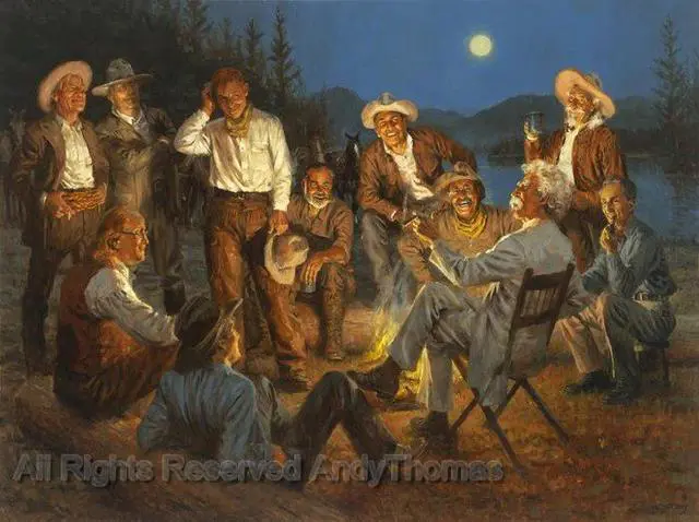 Main image of American Storytellers by Andy Thomas Paper Open Edition 13x17 Featuring Figures like Mark Twain Ernest Hemingway & Norman Rockwell Celebrating The Spirit of American Storytelling