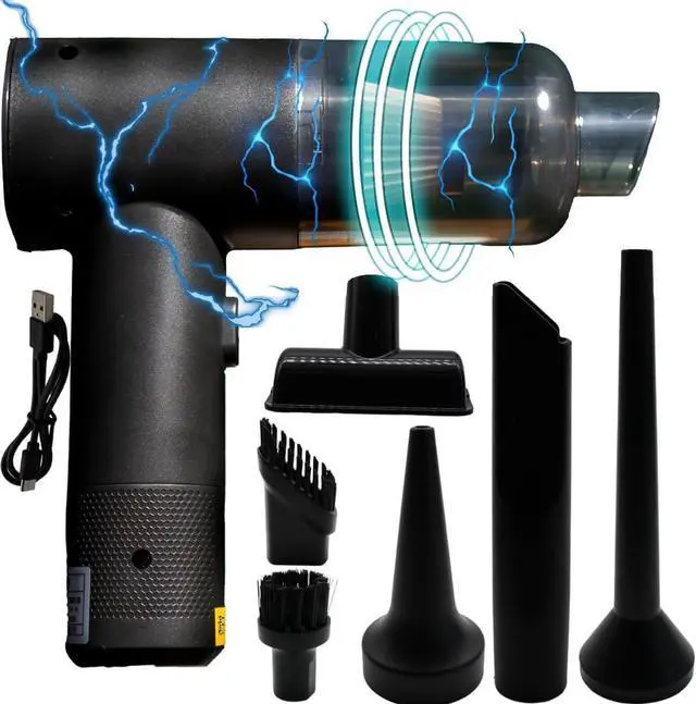 Alt view image 2 of 7 - Jaspertronics Cordless Rechargeable 2 Speed Mini Vacuum & Dust Blower, Lightweight Handheld Cleaner w/ Strong 16000 PA Suction, 0.12L Dust Cap, for Home, Office, Car, and Electronics - 6 attachments!