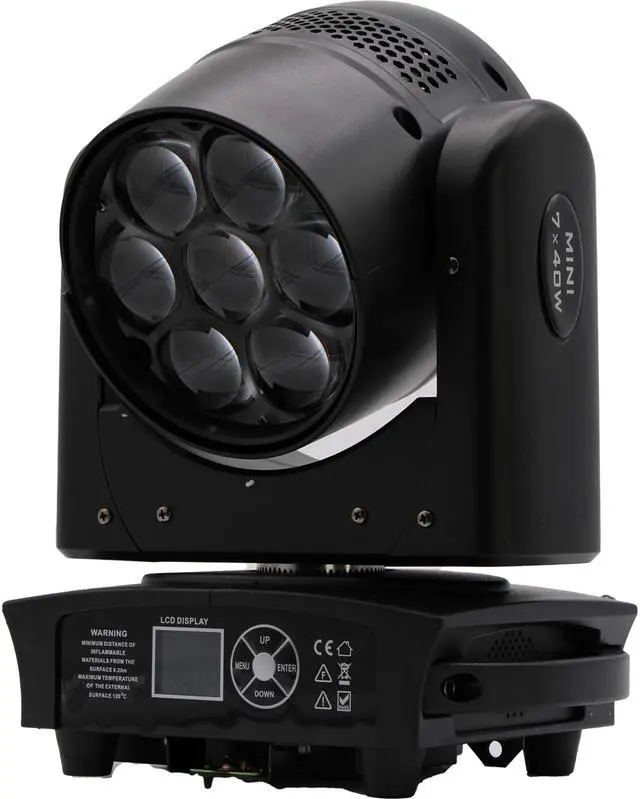 Main image of Jaspertronics Small Bee Light 7x40W RGBW LED Moving Head Stage Light 5.5°-60° Beam Angle 12/18 DMX Channels 2800K-8500K Wash & Strobe Effects 50k Hr Lifespan for DJs Clubs Events