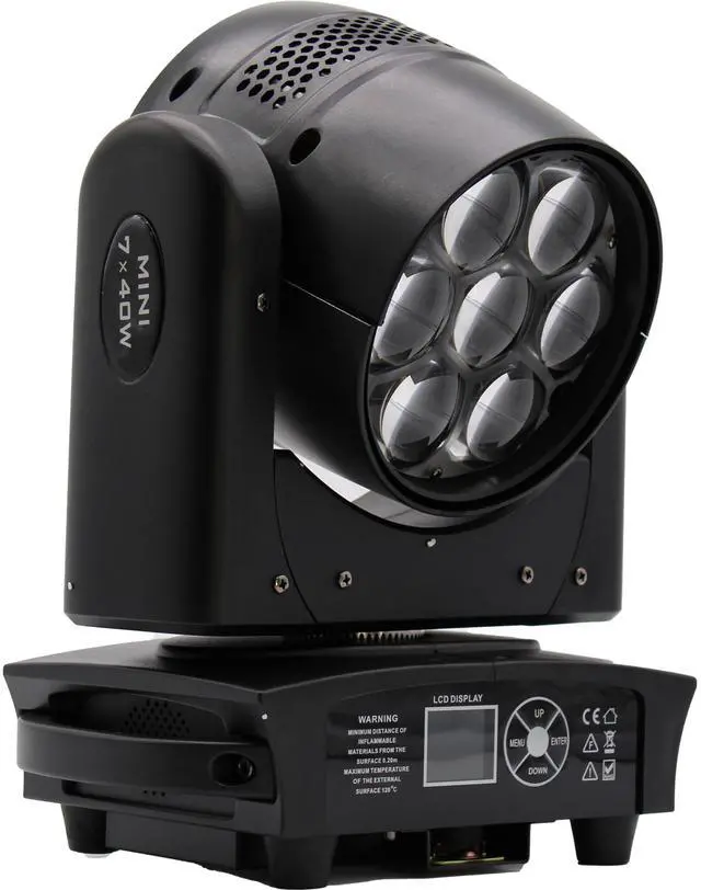 Alt view image 2 of 7 - Jaspertronics Small Bee Light 7x40W RGBW LED Moving Head Stage Light 5.5°-60° Beam Angle 12/18 DMX Channels 2800K-8500K Wash & Strobe Effects 50k Hr Lifespan for DJs Clubs Events