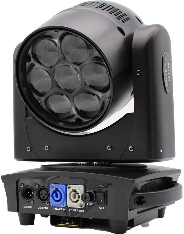 Alt view image 6 of 7 - Jaspertronics Small Bee Light 7x40W RGBW LED Moving Head Stage Light 5.5°-60° Beam Angle 12/18 DMX Channels 2800K-8500K Wash & Strobe Effects 50k Hr Lifespan for DJs Clubs Events