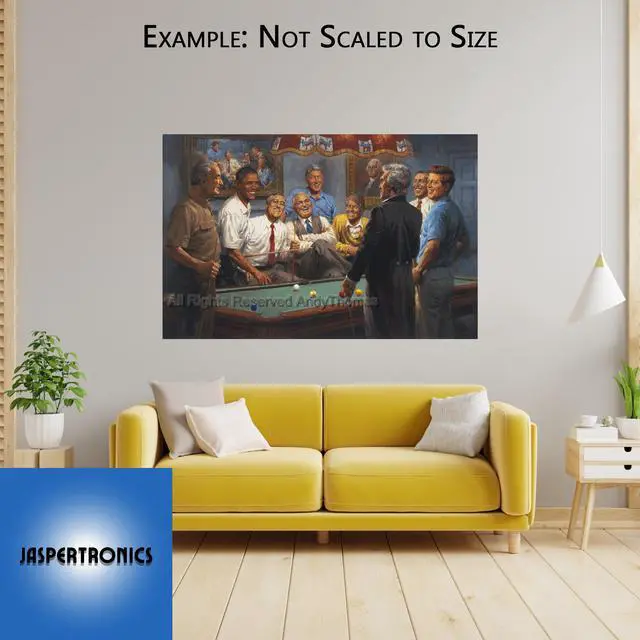 Alt view image 2 of 4 - Callin' The Red Democratic Presidents Playing Pool by Andy Thomas Paper Print Open Edition 12x18 Featuring Wilson Kennedy FDR & more Available as print canvas or puzzle