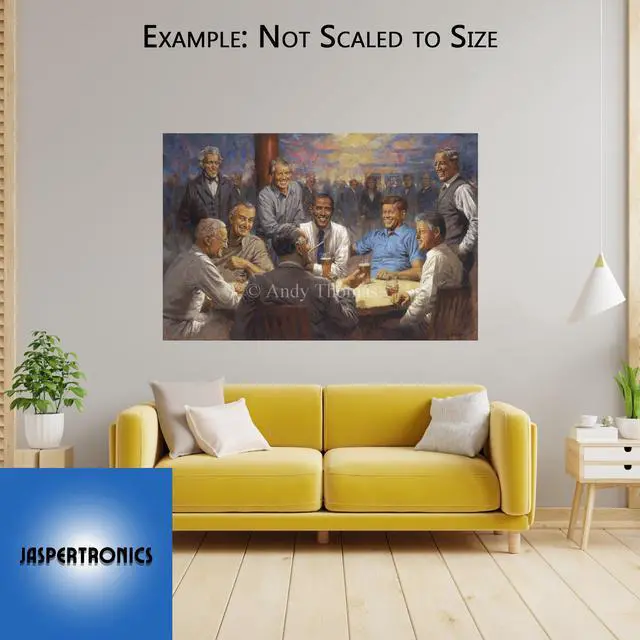 Alt view image 2 of 4 - The Democratic Club US Presidents by Andy Thomas Paper Print Open Edition 13x19 A captivating scene of past Democratic presidents engaged in conversation