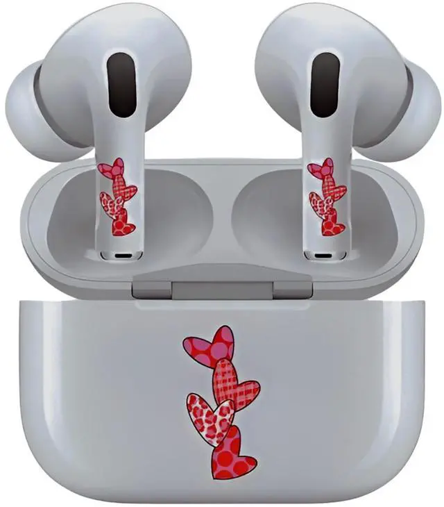 Main image of AirSkins - Decals for AirPods 4, Hearts Design, Scratch-Resistant, Precision Fit, Wireless Charging Friendly, Easy Application, Durable Protection for Earbuds & Case
