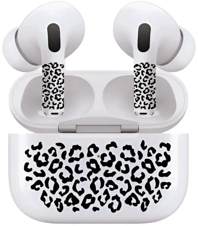 Main image of AirSkins - Decals for AirPods 4, Leopard Print Design, Scratch-Resistant, Precision Fit, Wireless Charging Friendly, Easy Application, Durable Protection for Earbuds & Case