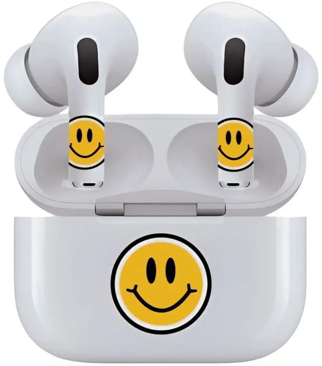 Main image of AirSkins - Decals for AirPods 4, Smiley Face Design, Scratch-Resistant, Precision Fit, Wireless Charging Friendly, Easy Application, Durable Protection for Earbuds & Case