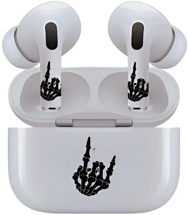 Main image of AirSkins - Decals for AirPods 3, Rock On Skeleton Hand Design, Scratch-Resistant, Precision Fit, Wireless Charging Friendly, Easy Application, Durable Protection for Earbuds & Case