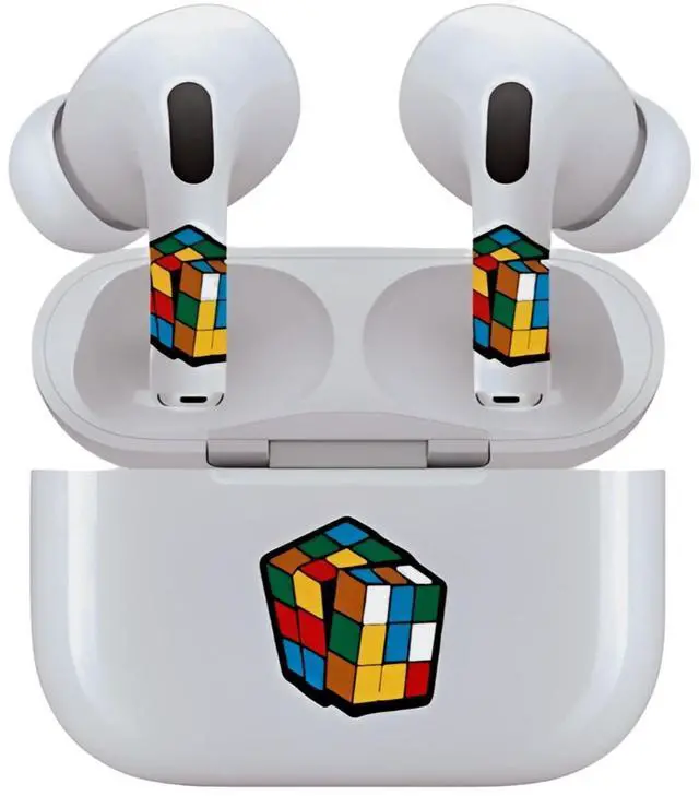 Main image of AirSkins - Decals for AirPods 3, Rubix Cube Design, Scratch-Resistant, Precision Fit, Wireless Charging Friendly, Easy Application, Durable Protection for Earbuds & Case