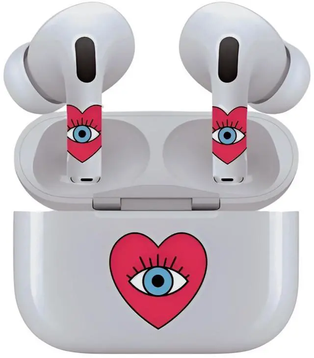 Main image of AirSkins - Decals for AirPods 3, Evil Eye Heart Design, Scratch-Resistant, Precision Fit, Wireless Charging Friendly, Easy Application, Durable Protection for Earbuds & Case