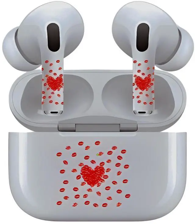 Main image of AirSkins - Decals for AirPods 3, Red Hearts Design, Scratch-Resistant, Precision Fit, Wireless Charging Friendly, Easy Application, Durable Protection for Earbuds & Case