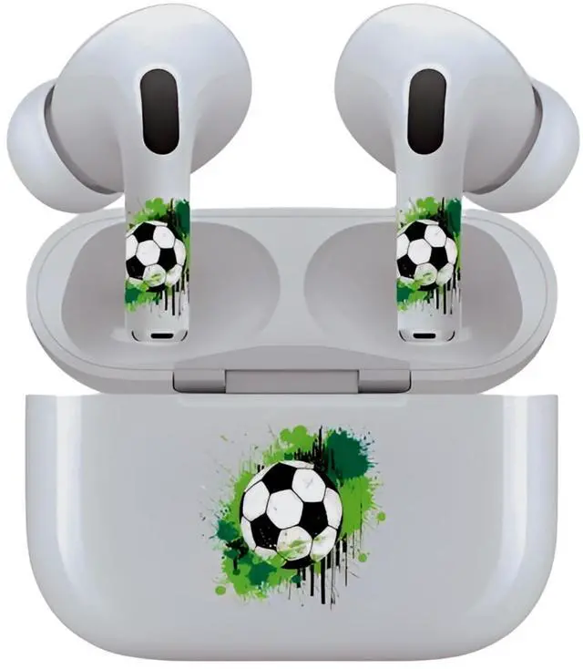Main image of AirSkins - Decals for AirPods 3, Soccer Ball Design, Scratch-Resistant, Precision Fit, Wireless Charging Friendly, Easy Application, Durable Protection for Earbuds & Case