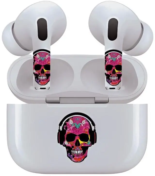 Main image of AirSkins - Decals for AirPods 3, Pink Rocker Skull Design, Scratch-Resistant, Precision Fit, Wireless Charging Friendly, Easy Application, Durable Protection for Earbuds & Case