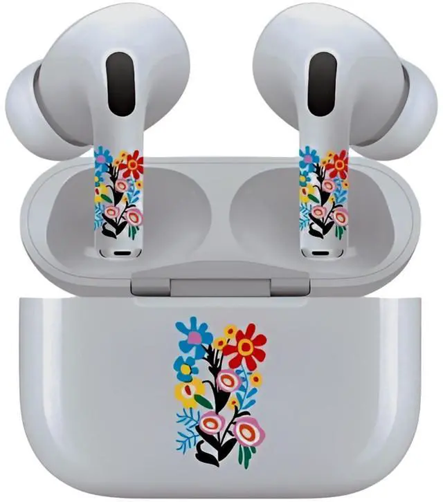 Main image of AirSkins - Decals for AirPods 3, Flowers Design, Scratch-Resistant, Precision Fit, Wireless Charging Friendly, Easy Application, Durable Protection for Earbuds & Case