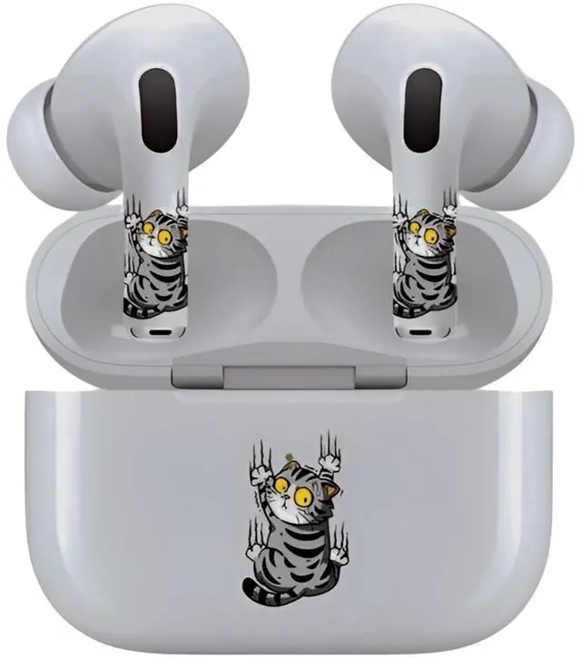 Main image of AirSkins - Decals for AirPods 4, Cat Claws Design, Scratch-Resistant, Precision Fit, Wireless Charging Friendly, Easy Application, Durable Protection for Earbuds & Case