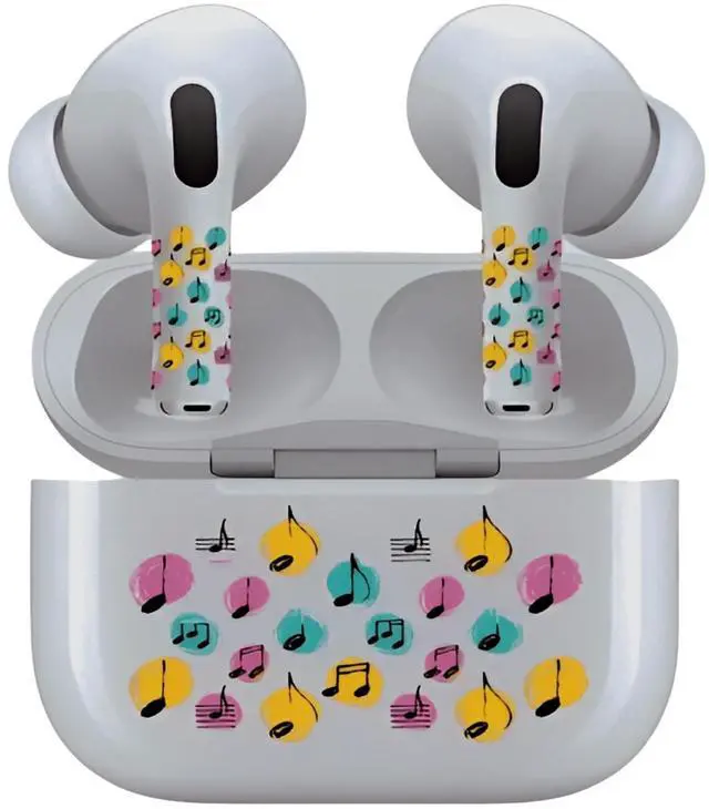 Main image of AirSkins - Decals for AirPods 4, Colorful Tunes Design, Scratch-Resistant, Precision Fit, Wireless Charging Friendly, Easy Application, Durable Protection for Earbuds & Case