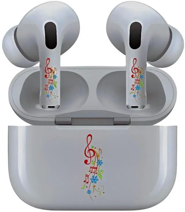 Main image of AirSkins - Decals for AirPods Pro & Pro 2, Muscial Notes Design, Scratch-Resistant, Precision Fit, Wireless Charging Friendly, Easy Application, Durable Protection for Earbuds & Case