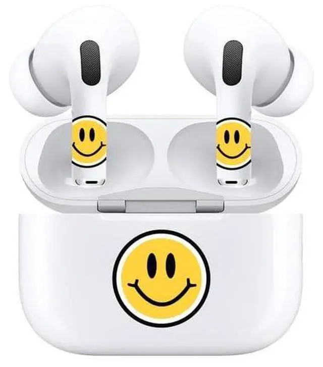 Alt view image 5 of 7 - AirSkins - Decals for AirPods 4, Smiley Face Design, Scratch-Resistant, Precision Fit, Wireless Charging Friendly, Easy Application, Durable Protection for Earbuds & Case