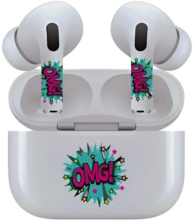 Alt view image 7 of 7 - AirSkins - Decals for AirPods Pro & Pro 2, OMG Design, Scratch-Resistant, Precision Fit, Wireless Charging Friendly, Easy Application, Durable Protection for Earbuds & Case