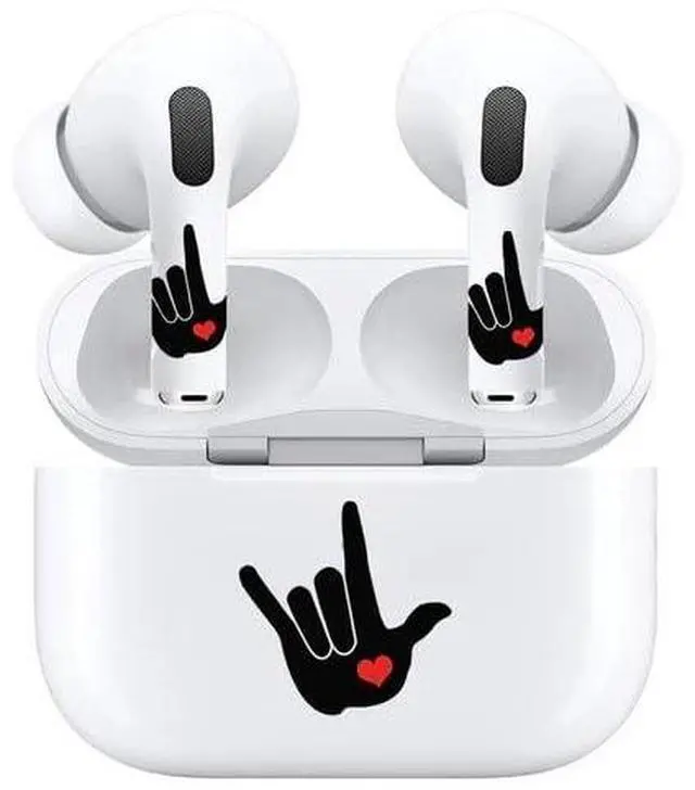 Alt view image 5 of 7 - AirSkins - Decals for AirPods 4, Love Symbol Design, Scratch-Resistant, Precision Fit, Wireless Charging Friendly, Easy Application, Durable Protection for Earbuds & Case