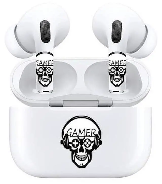 Alt view image 5 of 7 - AirSkins - Decals for AirPods Pro & Pro 2, Skeleton Gamer Design Scratch-Resistant Precision Fit Wireless Charging Friendly Easy Application Durable Protection for Earbuds & Case
