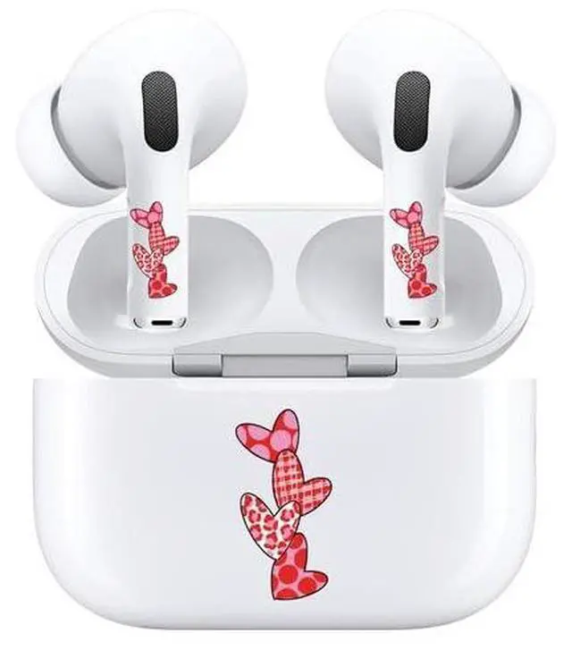 Alt view image 5 of 7 - AirSkins - Decals for AirPods 4, Hearts Design, Scratch-Resistant, Precision Fit, Wireless Charging Friendly, Easy Application, Durable Protection for Earbuds & Case