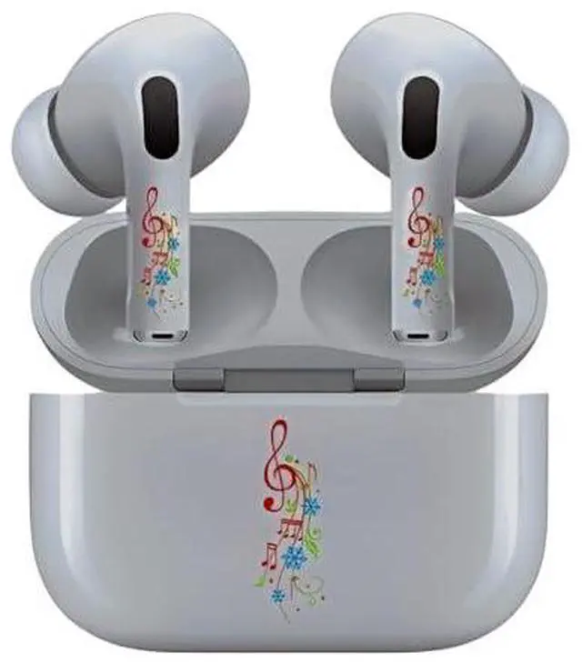Alt view image 5 of 7 - AirSkins - Decals for AirPods Pro & Pro 2, Muscial Notes Design, Scratch-Resistant, Precision Fit, Wireless Charging Friendly, Easy Application, Durable Protection for Earbuds & Case