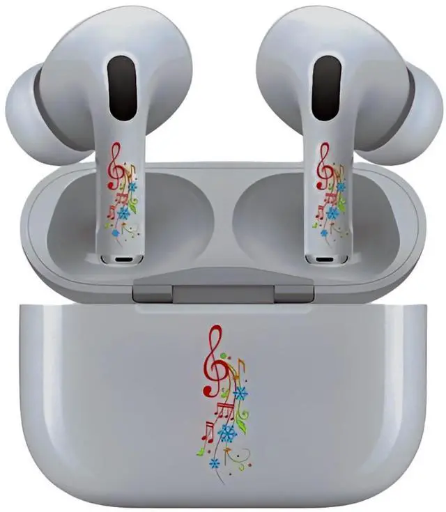 Alt view image 7 of 7 - AirSkins - Decals for AirPods Pro & Pro 2, Muscial Notes Design, Scratch-Resistant, Precision Fit, Wireless Charging Friendly, Easy Application, Durable Protection for Earbuds & Case