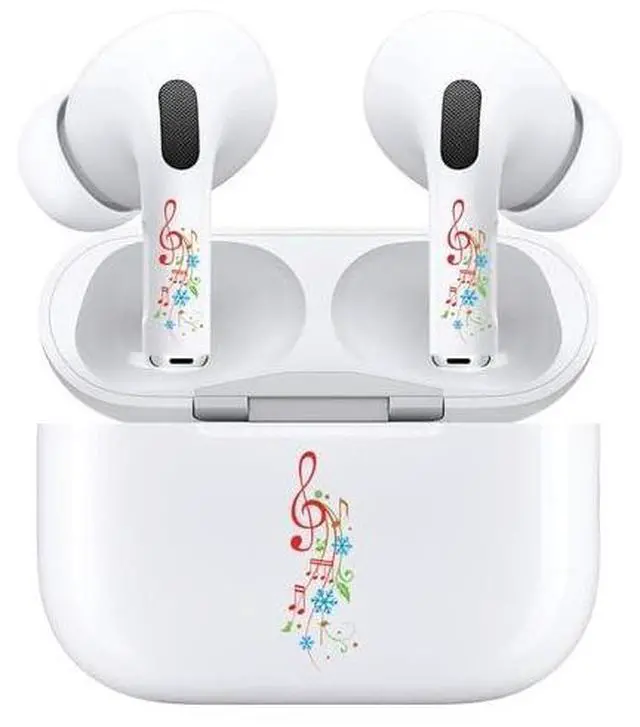 Alt view image 6 of 7 - AirSkins - Decals for AirPods Pro & Pro 2, Muscial Notes Design, Scratch-Resistant, Precision Fit, Wireless Charging Friendly, Easy Application, Durable Protection for Earbuds & Case
