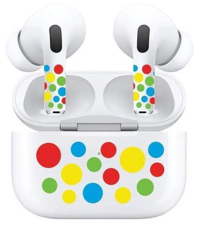 Alt view image 5 of 7 - AirSkins - Decals for AirPods 4, Polka Dot Design, Scratch-Resistant, Precision Fit, Wireless Charging Friendly, Easy Application, Durable Protection for Earbuds & Case