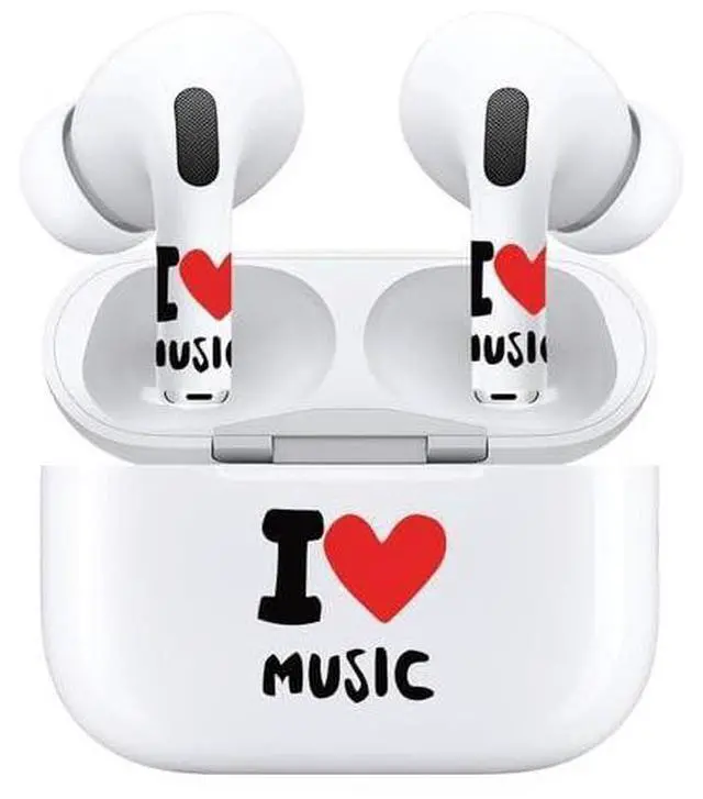 Alt view image 5 of 7 - AirSkins - Decals for AirPods 4, I Love Music Design, Scratch-Resistant, Precision Fit, Wireless Charging Friendly, Easy Application, Durable Protection for Earbuds & Case