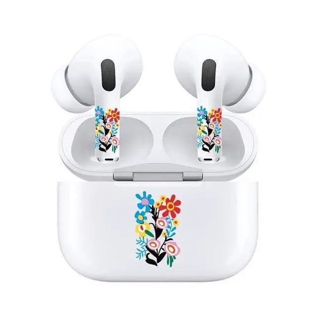 Alt view image 5 of 7 - AirSkins - Decals for AirPods 3, Flowers Design, Scratch-Resistant, Precision Fit, Wireless Charging Friendly, Easy Application, Durable Protection for Earbuds & Case