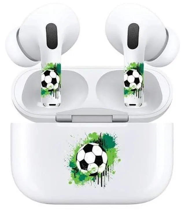 Alt view image 5 of 7 - AirSkins - Decals for AirPods 3, Soccer Ball Design, Scratch-Resistant, Precision Fit, Wireless Charging Friendly, Easy Application, Durable Protection for Earbuds & Case