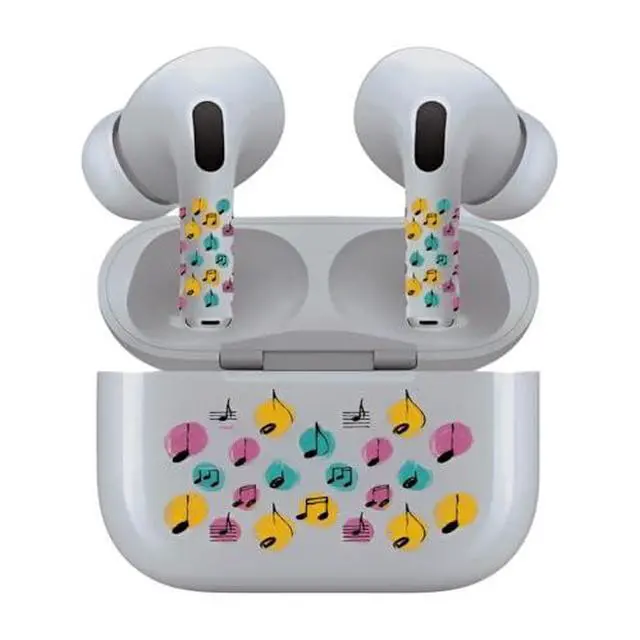 Alt view image 5 of 7 - AirSkins - Decals for AirPods 4, Colorful Tunes Design, Scratch-Resistant, Precision Fit, Wireless Charging Friendly, Easy Application, Durable Protection for Earbuds & Case