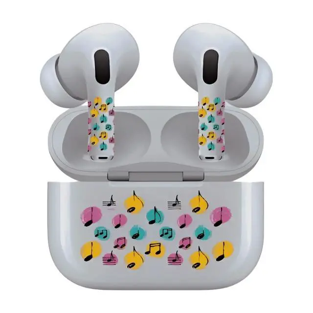 Alt view image 7 of 7 - AirSkins - Decals for AirPods 4, Colorful Tunes Design, Scratch-Resistant, Precision Fit, Wireless Charging Friendly, Easy Application, Durable Protection for Earbuds & Case
