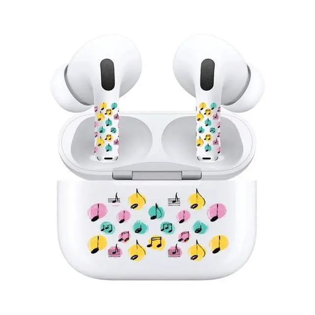 Alt view image 6 of 7 - AirSkins - Decals for AirPods 4, Colorful Tunes Design, Scratch-Resistant, Precision Fit, Wireless Charging Friendly, Easy Application, Durable Protection for Earbuds & Case