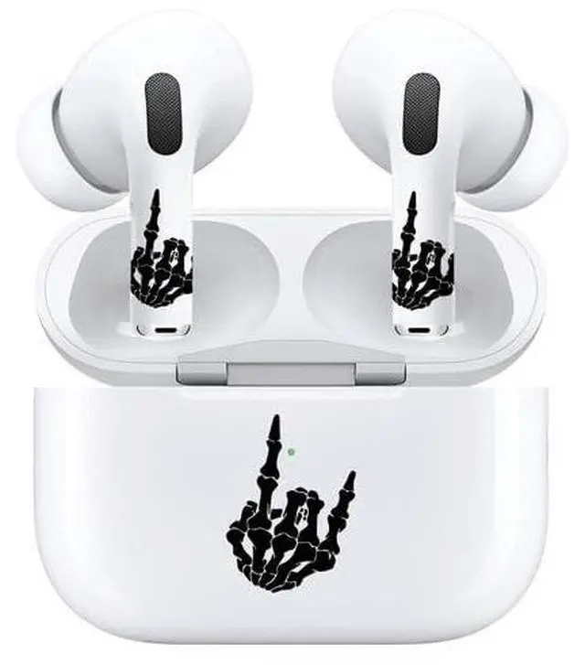 Alt view image 5 of 7 - AirSkins - Decals for AirPods 3, Rock On Skeleton Hand Design, Scratch-Resistant, Precision Fit, Wireless Charging Friendly, Easy Application, Durable Protection for Earbuds & Case