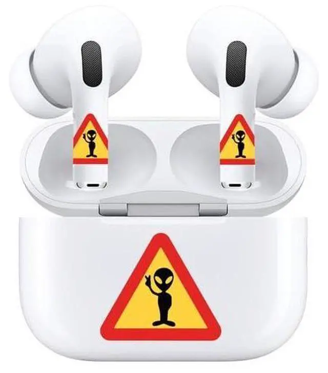 Alt view image 4 of 7 - AirSkins - Decals for AirPods 3, Alien Caution Design, Scratch-Resistant, Precision Fit, Wireless Charging Friendly, Easy Application, Durable Protection for Earbuds & Case