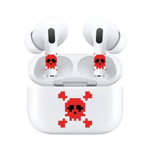 Alt view image 5 of 7 - AirSkins - Decals for AirPods 3, Red Skull Design, Scratch-Resistant, Precision Fit, Wireless Charging Friendly, Easy Application, Durable Protection for Earbuds & Case