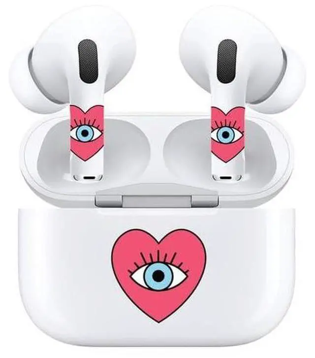 Alt view image 5 of 7 - AirSkins - Decals for AirPods 3, Evil Eye Heart Design, Scratch-Resistant, Precision Fit, Wireless Charging Friendly, Easy Application, Durable Protection for Earbuds & Case