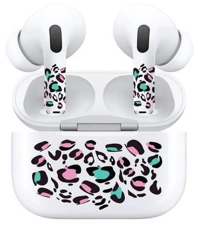Alt view image 5 of 7 - AirSkins - Decals for AirPods 3, Colorful Leopard Print Design, Scratch-Resistant, Precision Fit, Wireless Charging Friendly, Easy Application, Durable Protection for Earbuds & Case