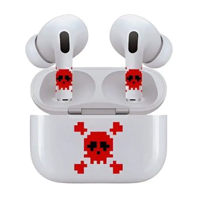 Alt view image 6 of 7 - AirSkins - Decals for AirPods 3, Red Skull Design, Scratch-Resistant, Precision Fit, Wireless Charging Friendly, Easy Application, Durable Protection for Earbuds & Case