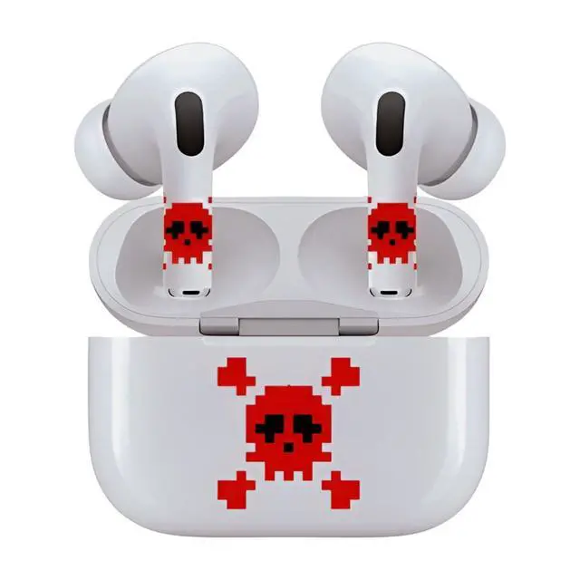 Alt view image 7 of 7 - AirSkins - Decals for AirPods 3, Red Skull Design, Scratch-Resistant, Precision Fit, Wireless Charging Friendly, Easy Application, Durable Protection for Earbuds & Case