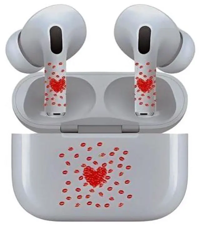 Alt view image 6 of 7 - AirSkins - Decals for AirPods 3, Red Hearts Design, Scratch-Resistant, Precision Fit, Wireless Charging Friendly, Easy Application, Durable Protection for Earbuds & Case
